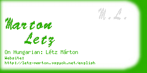 marton letz business card